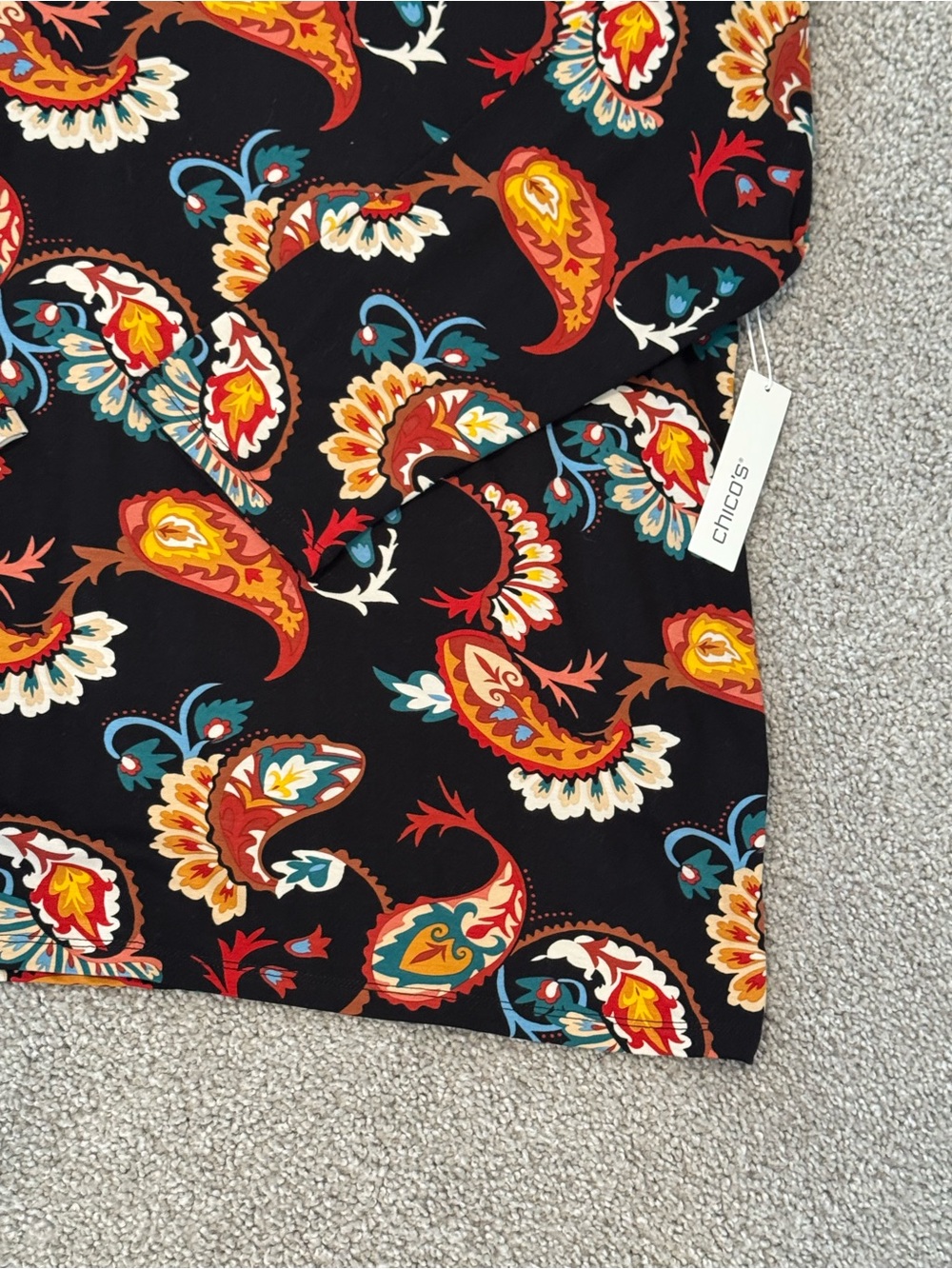 NWT Chico's Black Paisley-Print Long Sleeve Tunic Top Size XXL - Picture 7 of 12